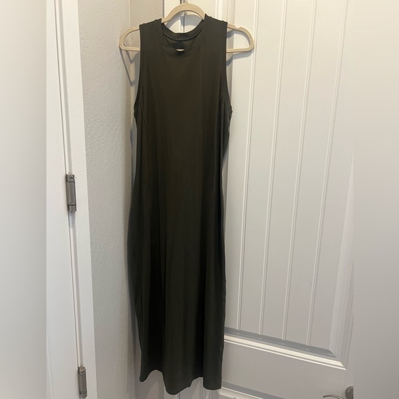 Lululemon All Aligned Midi Stretch Dress dark olive size 10 - Picture 4 of 5